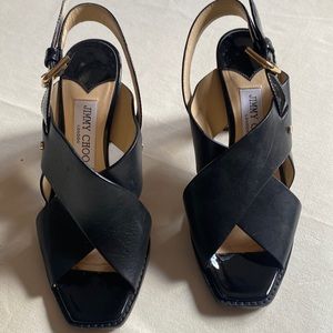 Jimmy Choo Ali back pump with wood heel